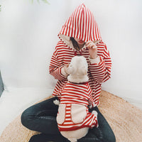HKM-864595 Striped Four-Legged Padded Sweater for Pets in Black, Khaki, and Red