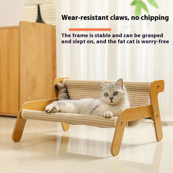 HKM-8646205 Recliner Cat Scratch Board with Replacement Mat - Scratch-Resistant Linen Style