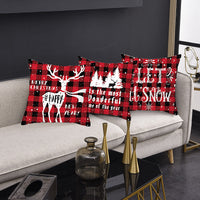 HKM-864659 Christmas Elk and Santa Claus Short Plush Cushion Cover - 45cm Decorative Pillowcase for Home Decor