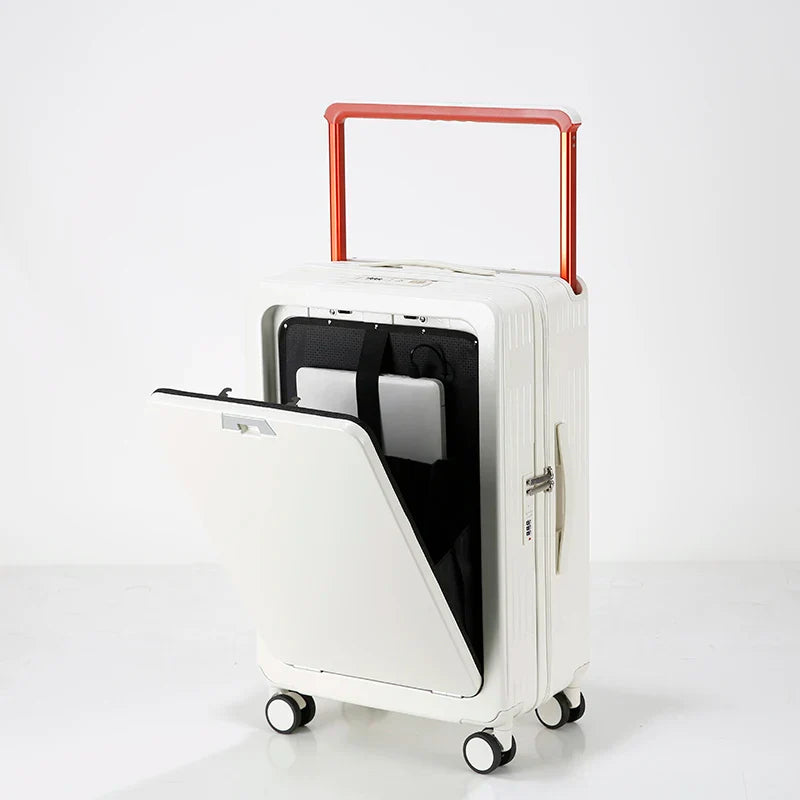 HKM-864659 Soft Shell Carry-On Suitcase with Open Top and Laptop Compartment for Travelling