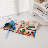 HKM-8647485 Pet Cat Travel Diary Sniffing Toy Set with Sniffing Pads, Streamer, Fun Bell, and Catnip Roof