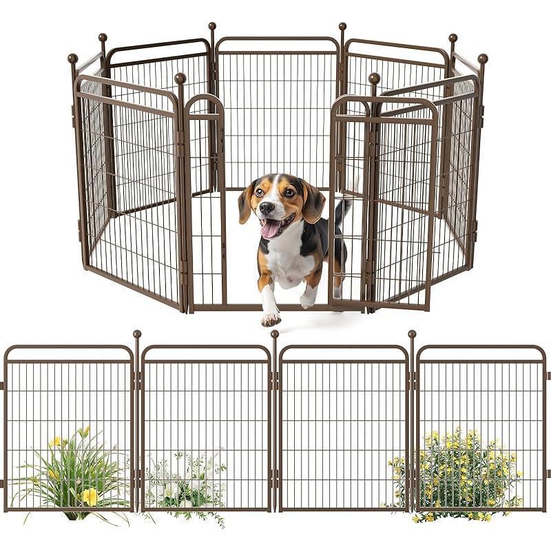 HKM-8647613 Foldable Indoor & Outdoor Dog Playpen with Gravity Lock for Small & Medium Pets