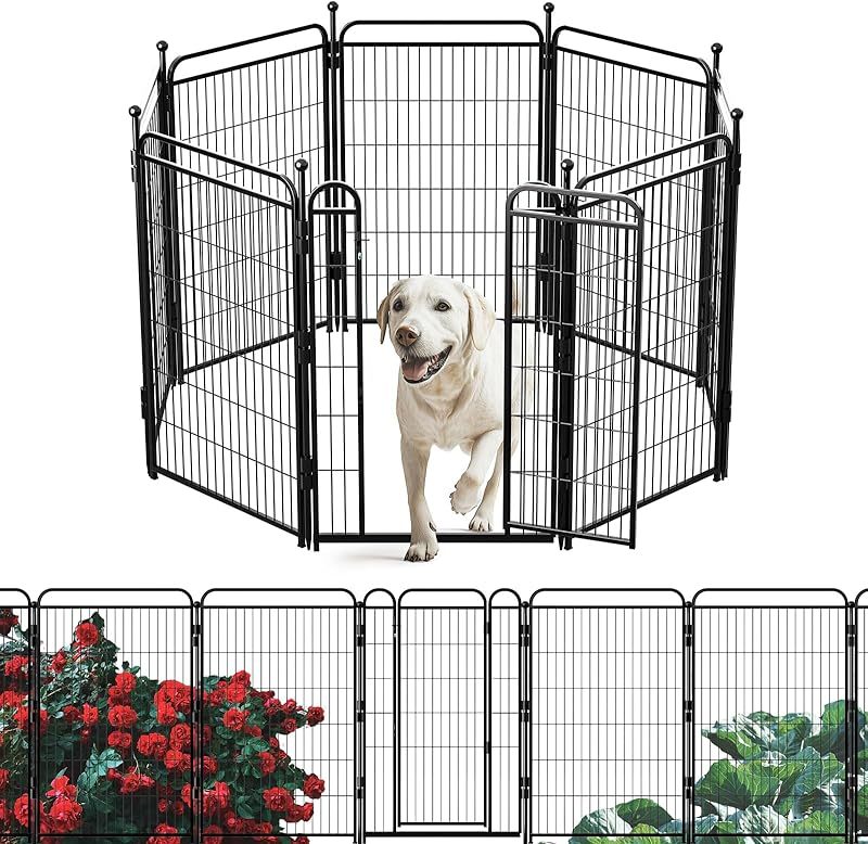 HKM-8647613 Foldable Indoor & Outdoor Dog Playpen with Gravity Lock for Small & Medium Pets