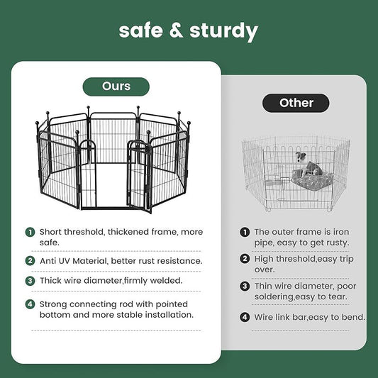 HKM-8647613 Foldable Indoor & Outdoor Dog Playpen with Gravity Lock for Small & Medium Pets