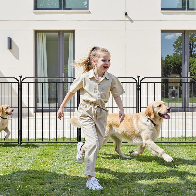 HKM-8647613 Foldable Indoor & Outdoor Dog Playpen with Gravity Lock for Small & Medium Pets