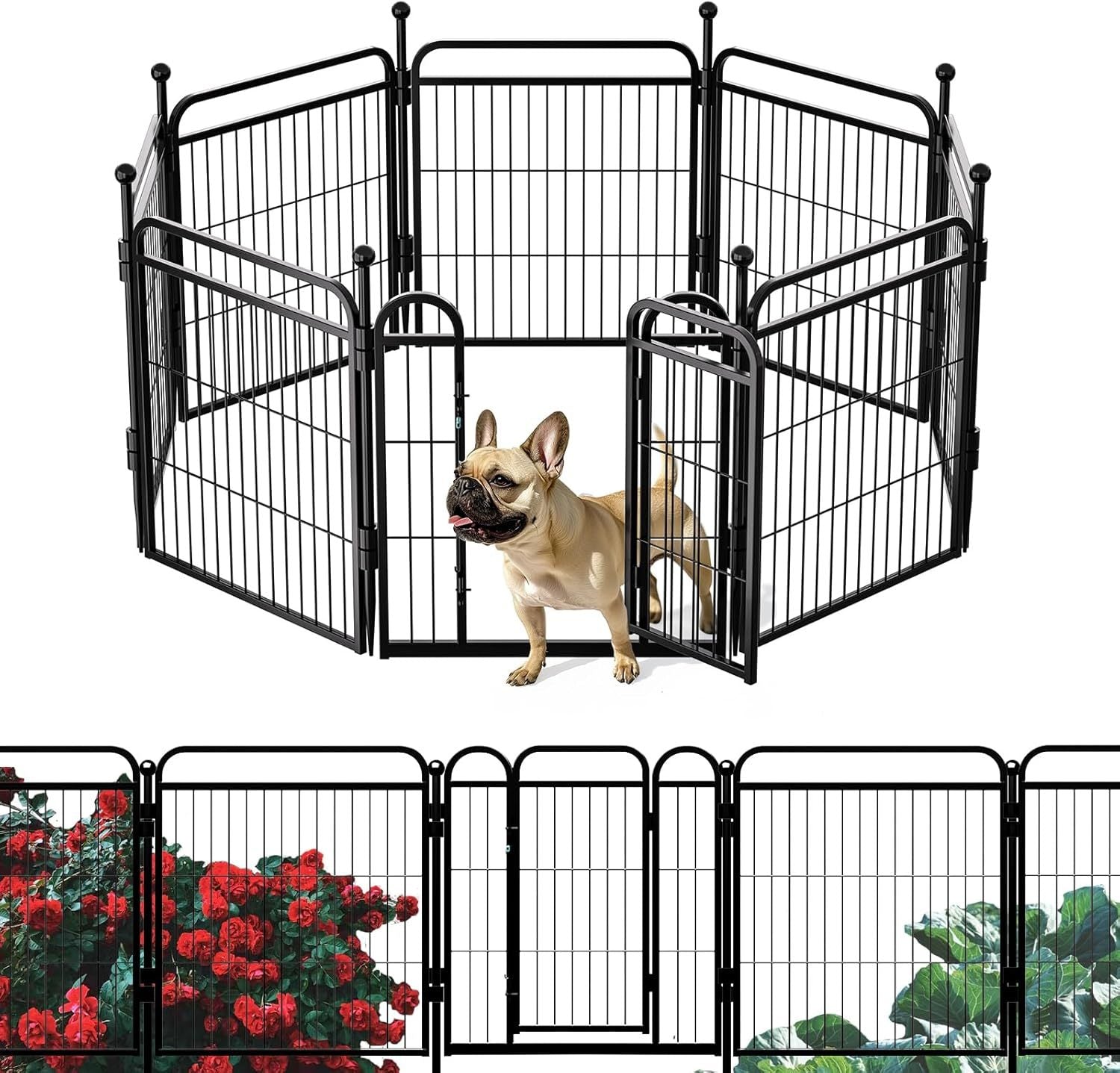 HKM-8647613 Foldable Indoor & Outdoor Dog Playpen with Gravity Lock for Small & Medium Pets