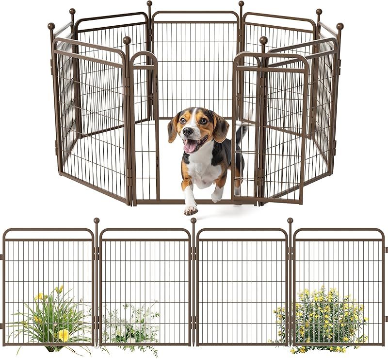 HKM-8647613 Foldable Indoor & Outdoor Dog Playpen with Gravity Lock for Small & Medium Pets