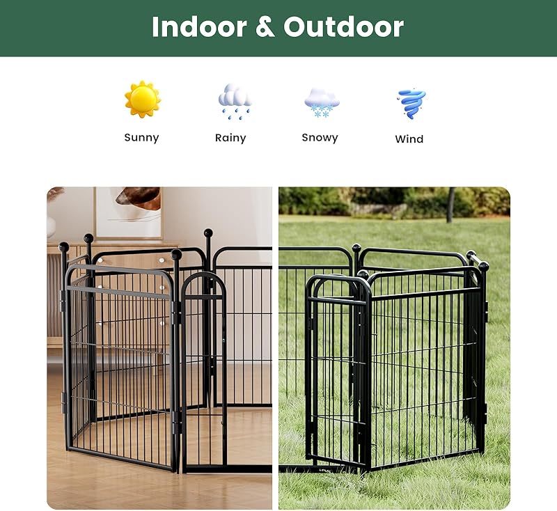 HKM-8647613 Foldable Indoor & Outdoor Dog Playpen with Gravity Lock for Small & Medium Pets