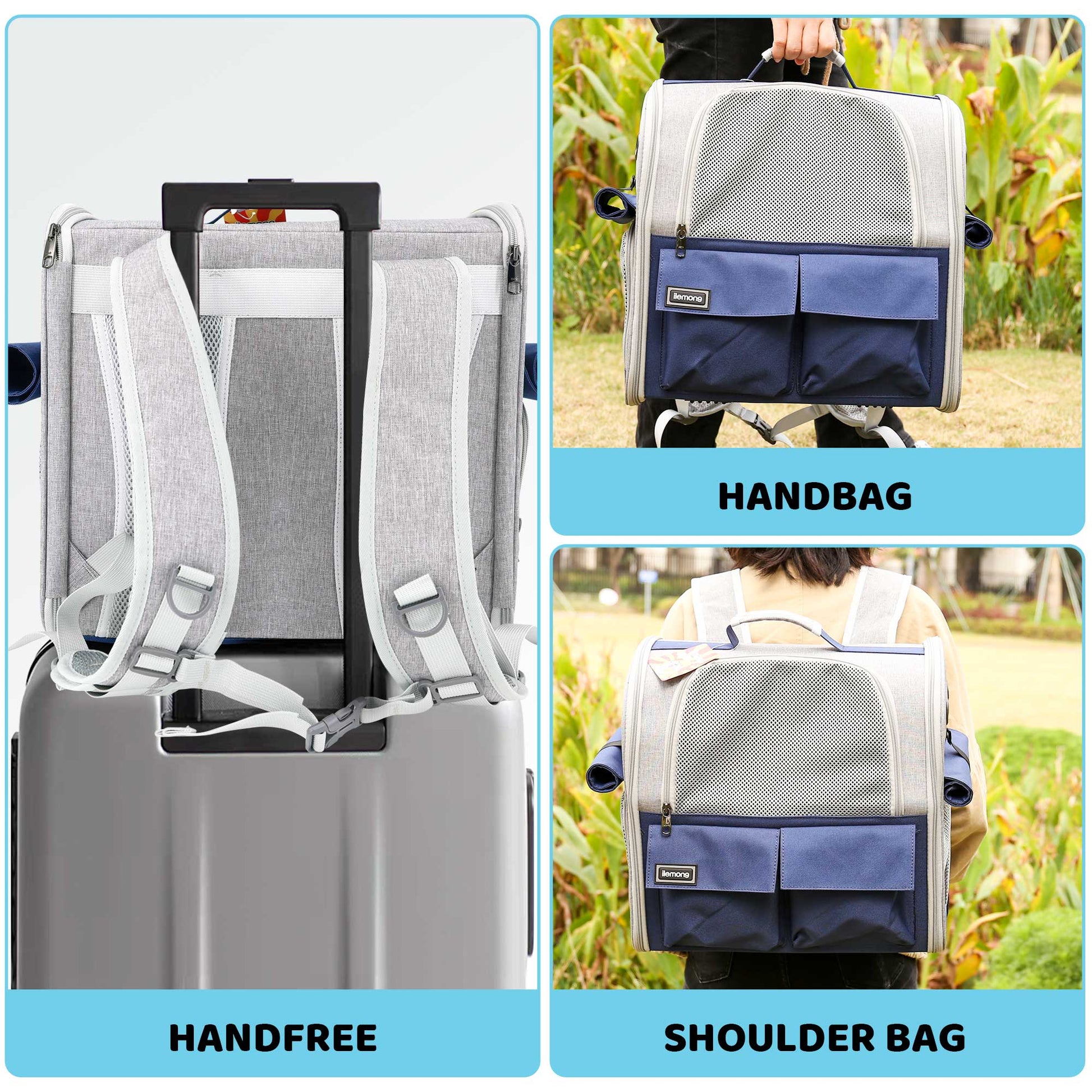 HKM-8647869 Stylish Foldable Soft Pet Carrier with Adjustable Ventilation for Dogs and Cats