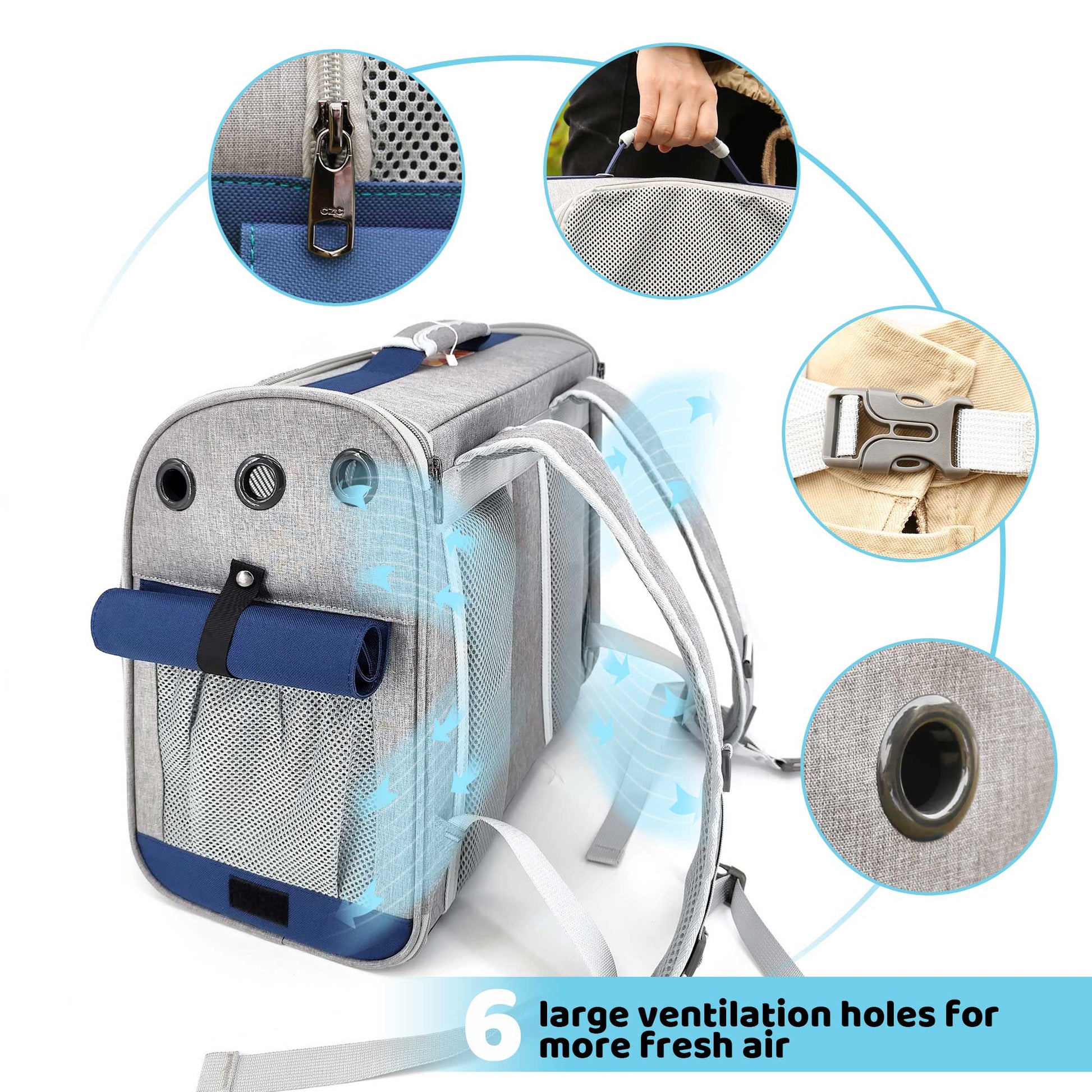 HKM-8647869 Stylish Foldable Soft Pet Carrier with Adjustable Ventilation for Dogs and Cats