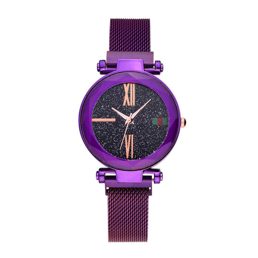 HKM-864787 Elegant Women's Magnet Watch with Stainless Steel Strap, Round Dial, Multiple Color Options