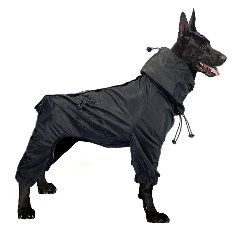 HKM-8647997 Waterproof Polyester Rain Gear for Small and Medium Dogs ¨C Four-Legged Design in Black and Champagne