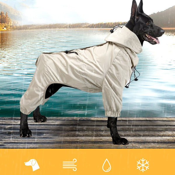 HKM-8647997 Waterproof Polyester Rain Gear for Small and Medium Dogs ¨C Four-Legged Design in Black and Champagne