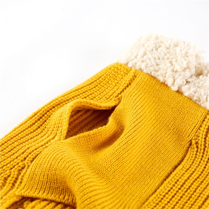 HKM-8648253 Cozy Morandi Bowknot Sweater for Cats and Dogs in Yellow or White