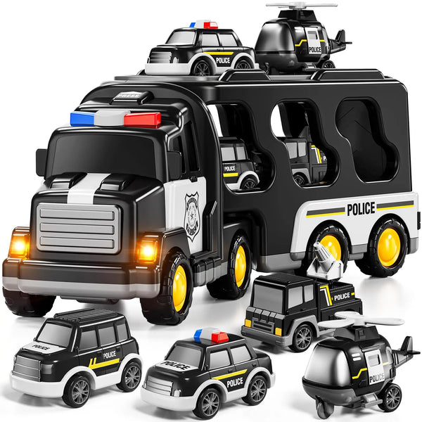 HKM-864915 5-in-1 Friction Power Police Truck Toy for Toddlers Ages 2-13