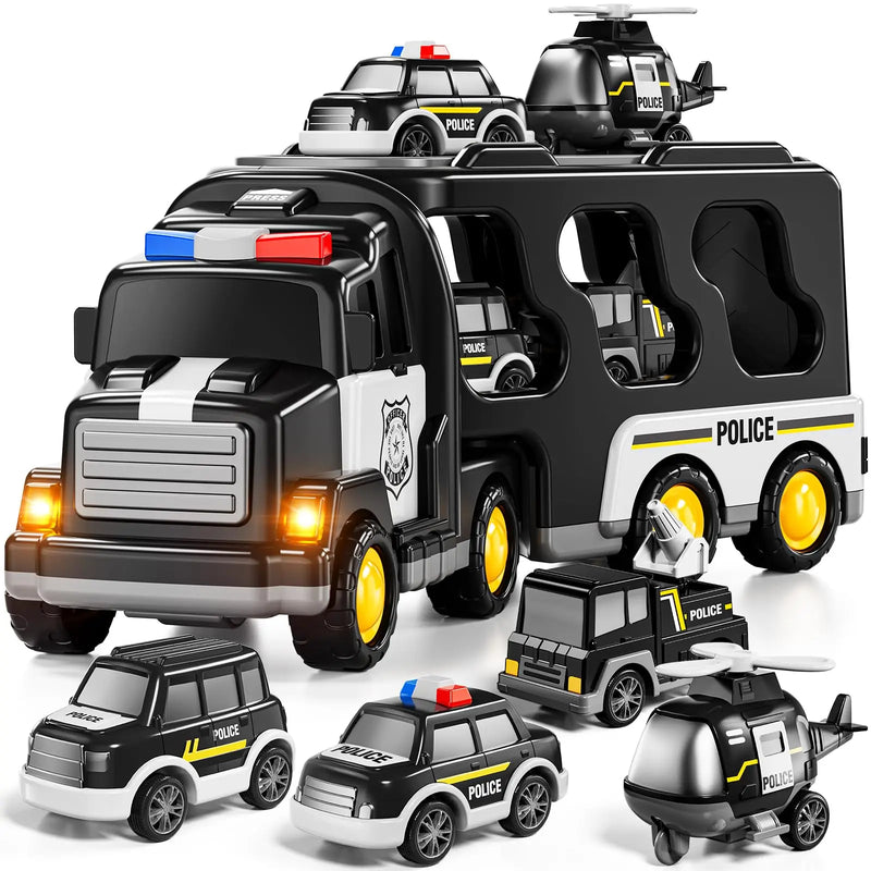 HKM-864915 5-in-1 Friction Power Police Truck Toy for Toddlers Ages 2-13