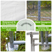 HKM-8649661 Large Walk-in Chicken Coop with Waterproof Cover - Outdoor Poultry Cage and Run for Chickens, Rabbits, and Ducks, Easy Assembly