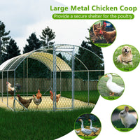 HKM-8649661 Large Walk-in Chicken Coop with Waterproof Cover - Outdoor Poultry Cage and Run for Chickens, Rabbits, and Ducks, Easy Assembly