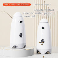 HKM-8649789 Automatic Cat and Dog Feeder with 1080p Video Function - USB Rechargeable, White, ABS Material, Compact Size