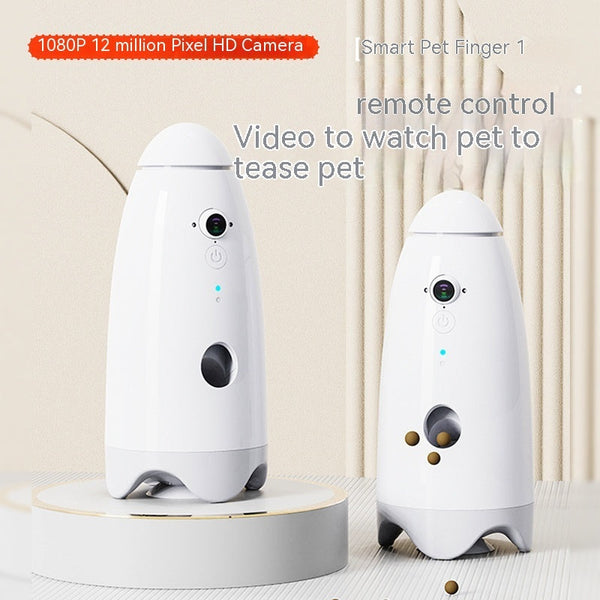 HKM-8649789 Automatic Cat and Dog Feeder with 1080p Video Function - USB Rechargeable, White, ABS Material, Compact Size