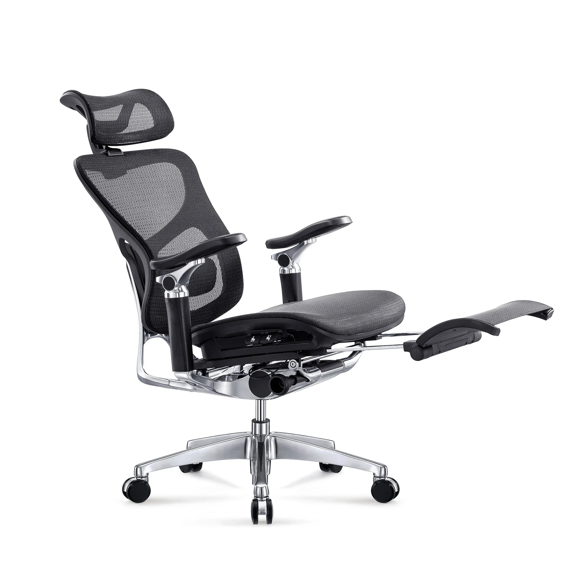 HKM-865043 Ergonomic Adjustable Swivel Office Chair with Aluminium Base, 7D Armrest and Footrest