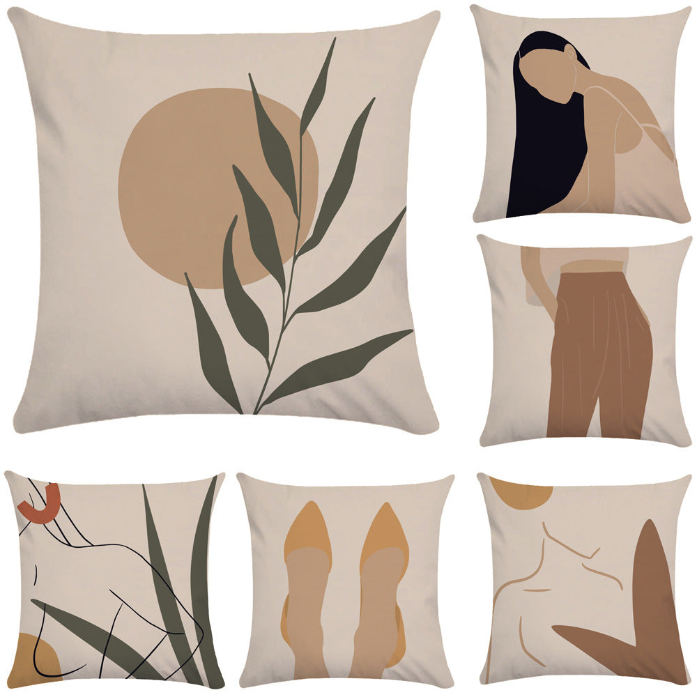 HKM-865107 Abstract Female Geometric Plush Pillowcase