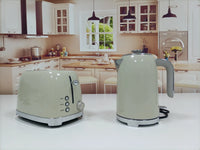 HKM-865171 Stainless Steel Retro 2-Slice Toaster with 6 Browning Settings and Electroplating Base