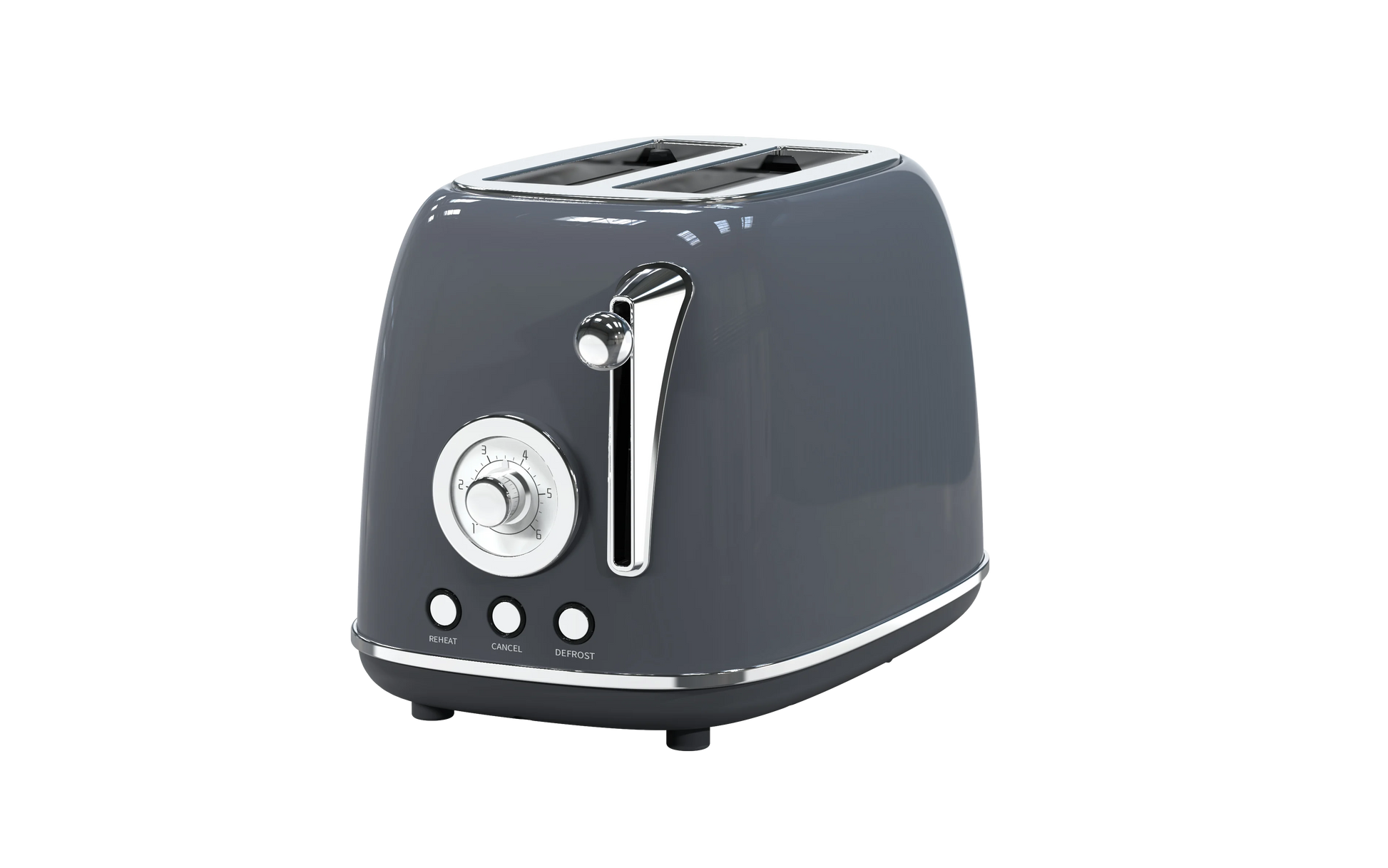 HKM-865171 Stainless Steel Retro 2-Slice Toaster with 6 Browning Settings and Electroplating Base