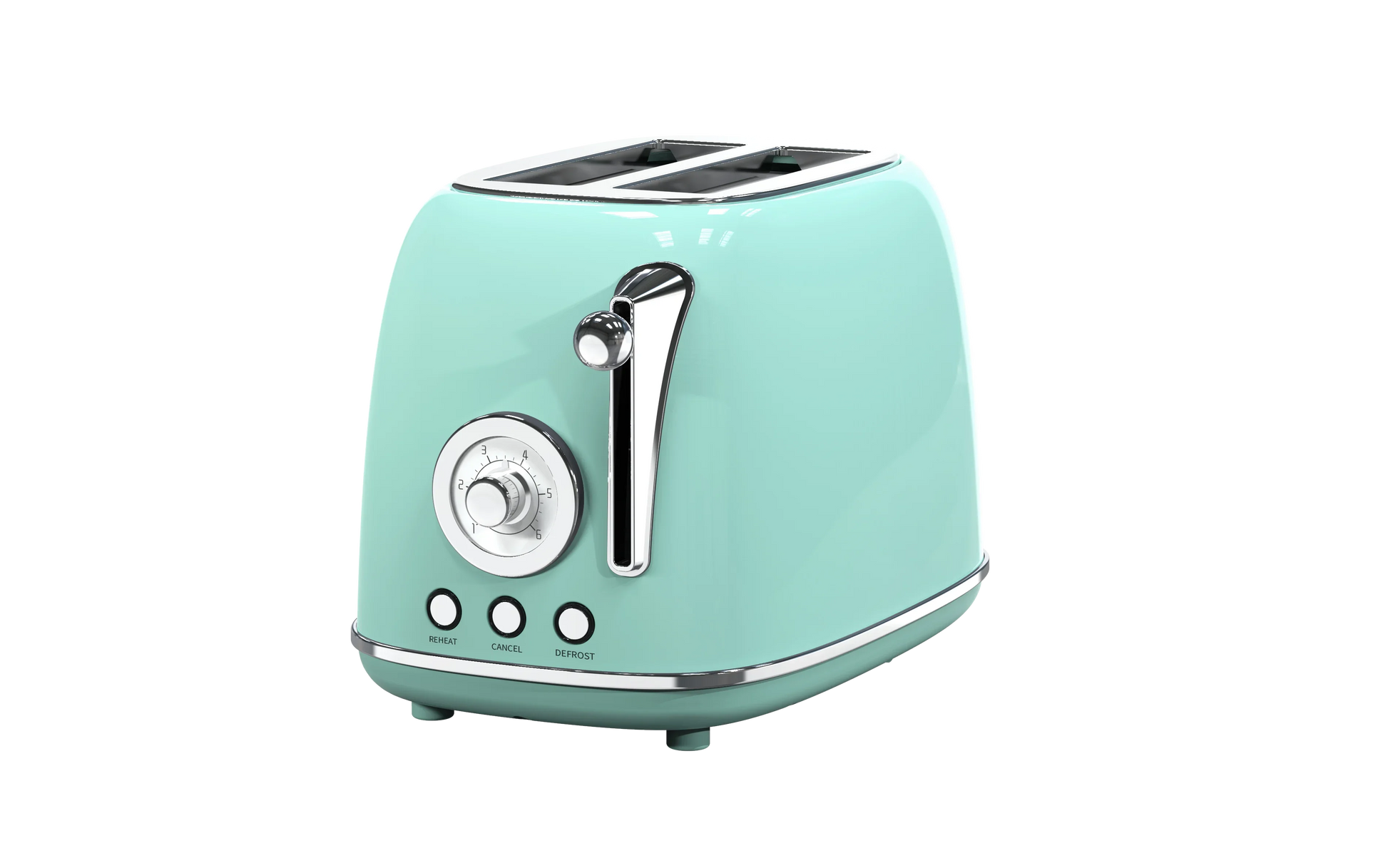 HKM-865171 Stainless Steel Retro 2-Slice Toaster with 6 Browning Settings and Electroplating Base
