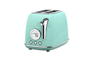 HKM-865171 Stainless Steel Retro 2-Slice Toaster with 6 Browning Settings and Electroplating Base