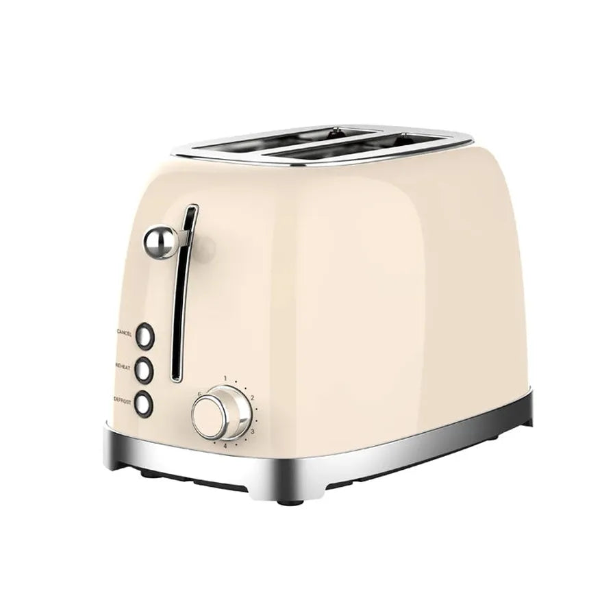 HKM-865171 Stainless Steel Retro 2-Slice Toaster with 6 Browning Settings and Electroplating Base
