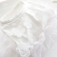 HKM-8652349 Fluffy Princess Skirt for Dogs in White and Pink Cotton, Sizes XS to XL