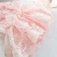 HKM-8652349 Fluffy Princess Skirt for Dogs in White and Pink Cotton, Sizes XS to XL