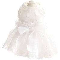 HKM-8652349 Fluffy Princess Skirt for Dogs in White and Pink Cotton, Sizes XS to XL