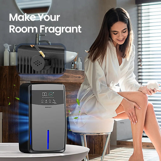 HKM-865299 95 oz Compact Home Dehumidifier with 7-Color Night Light for Bedroom and Bathroom