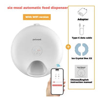 HKM-8653245 Automatic Cat Food Dispenser with WiFi App Control - Holds 6 Meals, Dual Ice Packs, Rechargeable Battery, Easy Clean Design