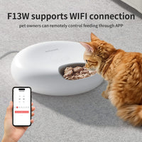 HKM-8653245 Automatic Cat Food Dispenser with WiFi App Control - Holds 6 Meals, Dual Ice Packs, Rechargeable Battery, Easy Clean Design