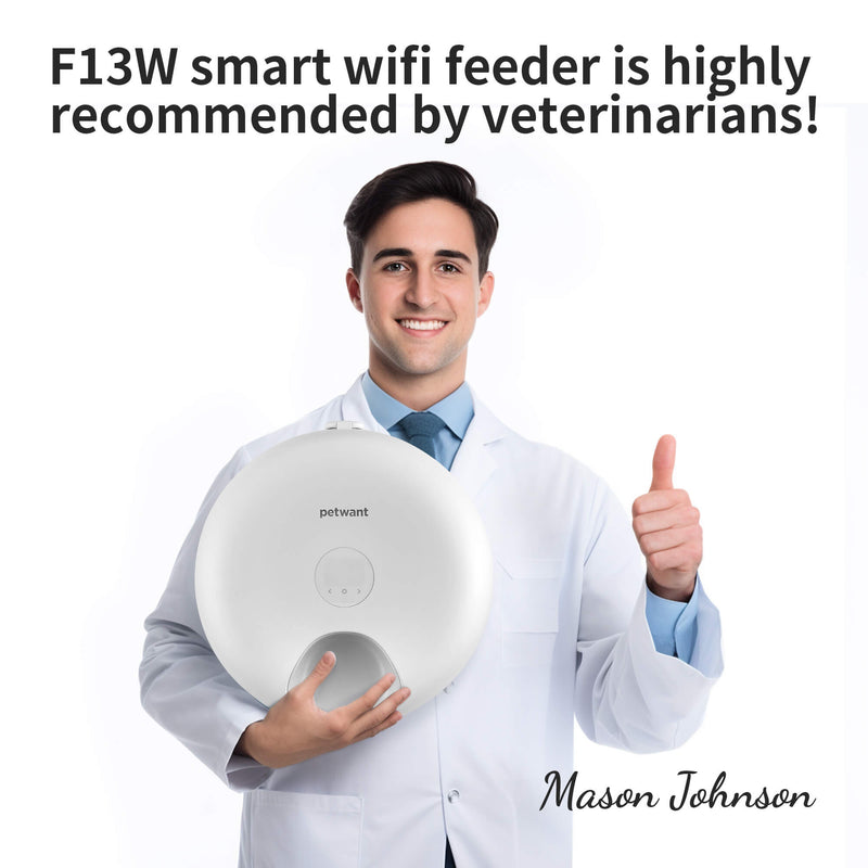 HKM-8653245 Automatic Cat Food Dispenser with WiFi App Control - Holds 6 Meals, Dual Ice Packs, Rechargeable Battery, Easy Clean Design
