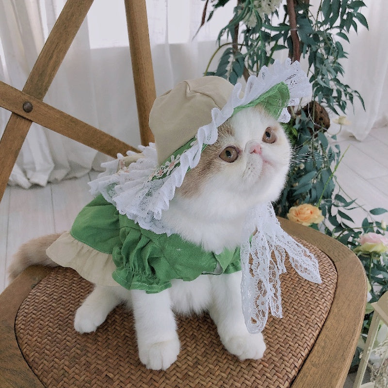 HKM-8653373 Lolita Style Dog and Cat Outfit with Matching Hat - Size Options Available