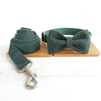 HKM-8653757 Dark Green Velvet Bow Knot Pet Collar for Dogs and Cats