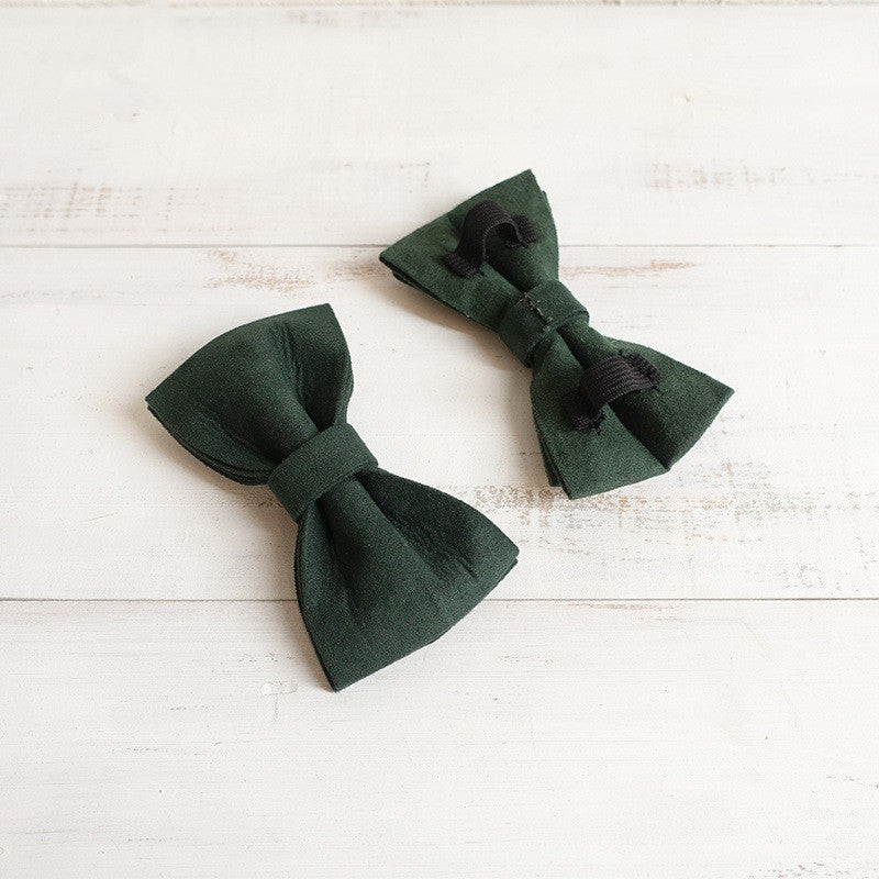 HKM-8653757 Dark Green Velvet Bow Knot Pet Collar for Dogs and Cats