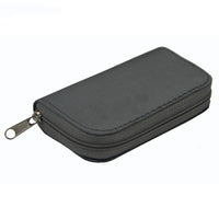HKM-865491 Compact Zippered CF Card Storage Bag with Card Slots - 11.5cm x 6cm x 2cm, Durable Nylon Material