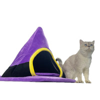 HKM-8655037 Purple Halloween Witch Hat Cat Nest - Cozy Cloth Bed for Cats, 60 x 46 cm