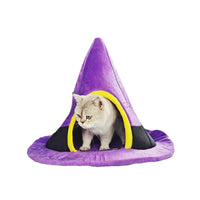 HKM-8655037 Purple Halloween Witch Hat Cat Nest - Cozy Cloth Bed for Cats, 60 x 46 cm