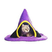 HKM-8655037 Purple Halloween Witch Hat Cat Nest - Cozy Cloth Bed for Cats, 60 x 46 cm