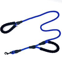 HKM-8655549 Reflective Nylon Dog Leash with Double Handles - 1.5m Length, Multiple Colors Available