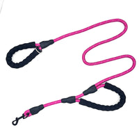 HKM-8655549 Reflective Nylon Dog Leash with Double Handles - 1.5m Length, Multiple Colors Available