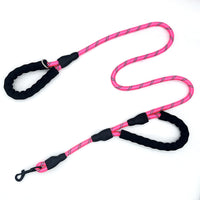 HKM-8655549 Reflective Nylon Dog Leash with Double Handles - 1.5m Length, Multiple Colors Available