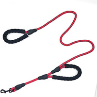 HKM-8655549 Reflective Nylon Dog Leash with Double Handles - 1.5m Length, Multiple Colors Available