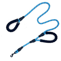 HKM-8655549 Reflective Nylon Dog Leash with Double Handles - 1.5m Length, Multiple Colors Available